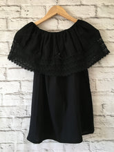 Load image into Gallery viewer, Women&#39;s Handmade Off the Shoulder Mexican Peasant Blouse - Size Medium - Yellow Mexican Blouse - Black Mexican Blouse - Blusa Artesanal

