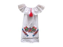 Load image into Gallery viewer, Handmade Girls Off the Shoulder Embroidered Mexican Dress - Size 4
