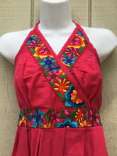 Load image into Gallery viewer, Handmade Women&#39;s Floral Embroidered Mexican Halter Dress - Size Medium

