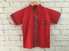 Load image into Gallery viewer, Boy&#39;s Traditional Handmade Mexican Guayabera Shirt - Red
