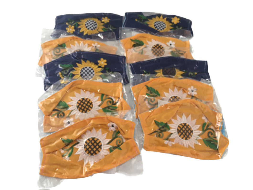 10 Pack of Handmade Embroidered Mexican Fabric Face Masks
