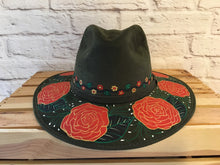 Load image into Gallery viewer, Hand Painted Mexican Hat - Painted Mexican Sombrero Hat - Painted Mexican Cowgirl Hat - Painted Panama Hat - Sombrero Pintado - Cowboy Hat
