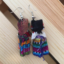 Load image into Gallery viewer, Handmade Mexican Worry Doll Earrings - Fabric Earrings - Aretes de Muñecas - Bohemian Jewelry - Gift for Her - Mexican Folk Art Crafts
