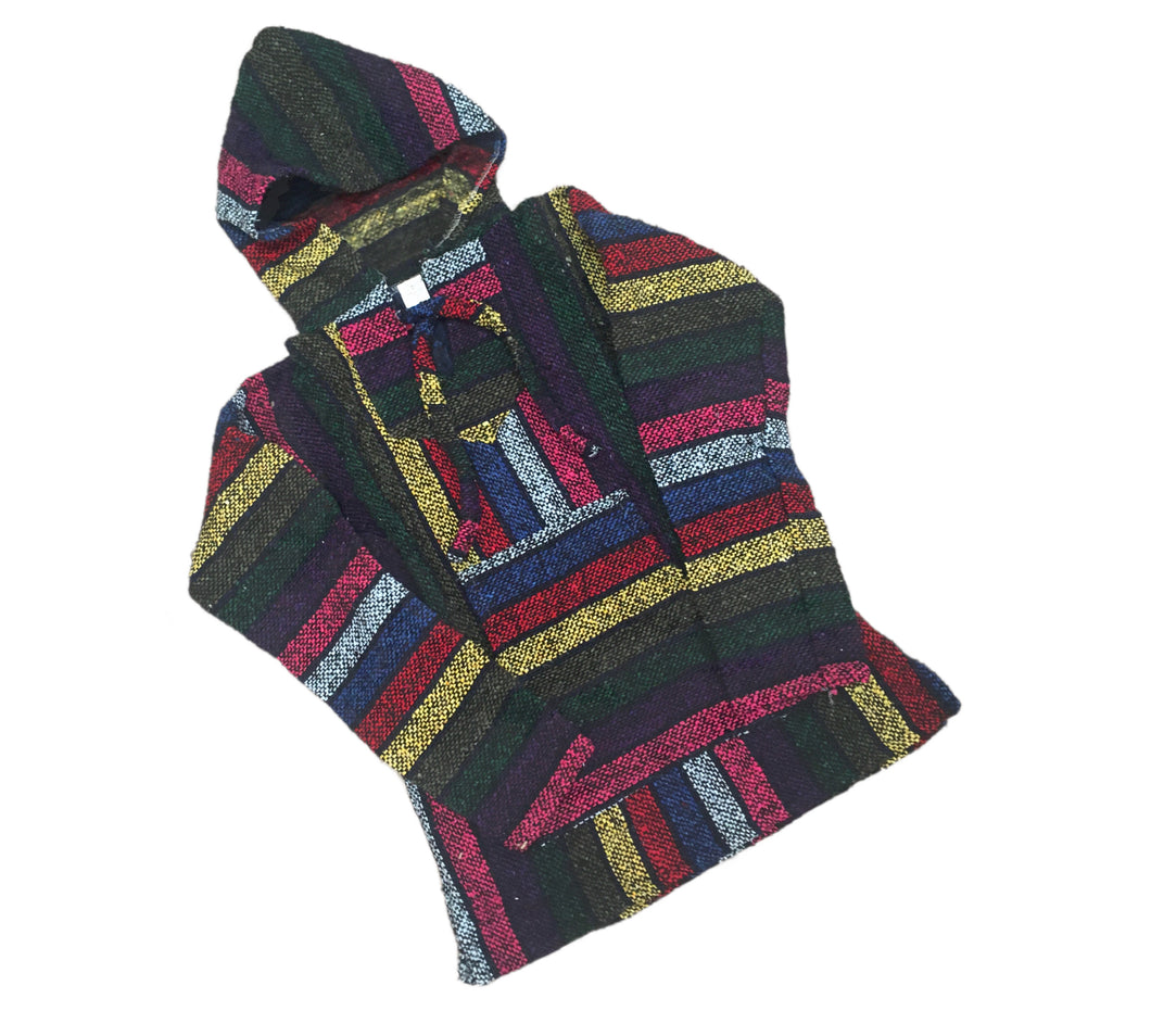 Handmade Mexican Baja Hoodie Poncho Sweatshirt- Size Small - Hippie & Bohemian