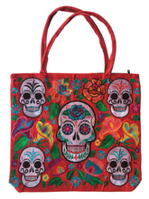 Load image into Gallery viewer, Handmade Mexican Sugar Skull Embroidered Tote Bag - Women&#39;s Purses &amp; Handbags
