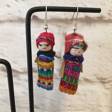 Load image into Gallery viewer, Handmade Mexican Worry Doll Earrings - Fabric Earrings - Aretes de Muñecas - Bohemian Jewelry - Gift for Her - Mexican Folk Art Crafts
