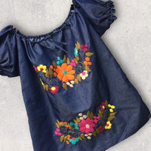 Load image into Gallery viewer, Handmade Women&#39;s Hand Embroidered Mexican Blouse - Chambray - Size Medium
