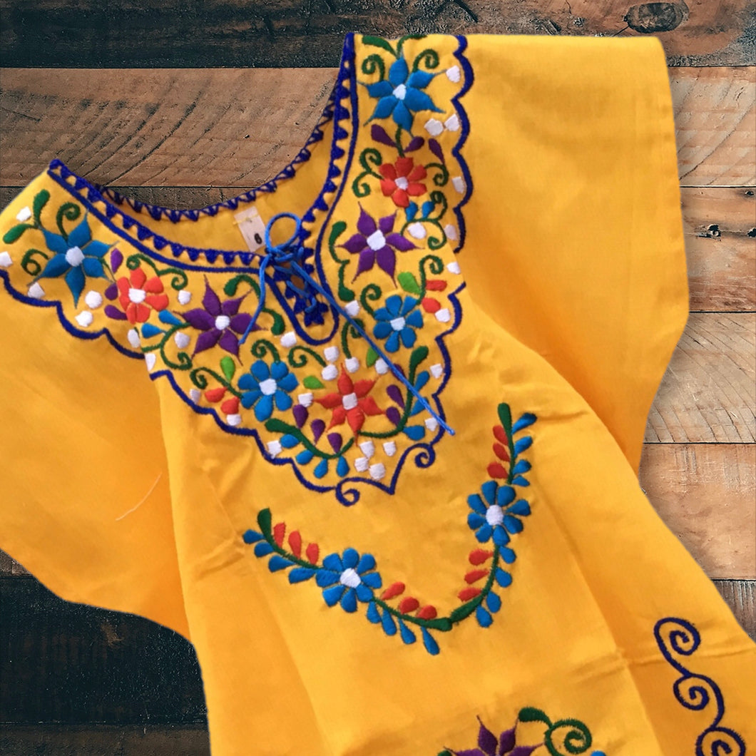 Handmade Girls Embroidered Mexican Dress - Size 6