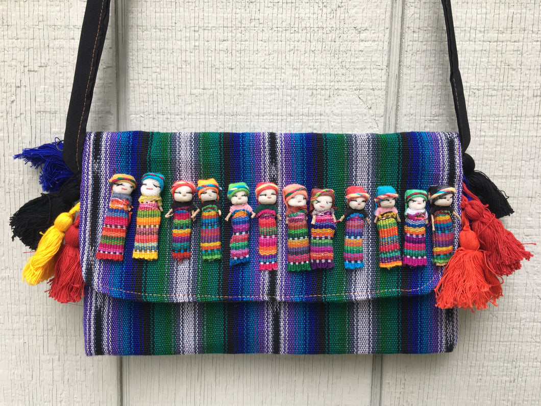 Handmade Mexican Worry Doll Cross-Body Bag Clutch Handbag Purse