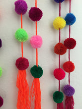 Load image into Gallery viewer, Mexican Pom Pom Garland - Mexican Pom Poms - Mexican Home Decor - Pom Pom Garland - Bohemian Decor - Wedding Decor - Bridal Shower Decor
