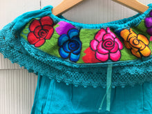 Load image into Gallery viewer, Handmade Girls Embroidered Mexican Blouse - Size 6 - Off the Shoulder Blouse
