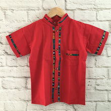 Load image into Gallery viewer, Boy&#39;s Traditional Handmade Mexican Guayabera Shirt - Red
