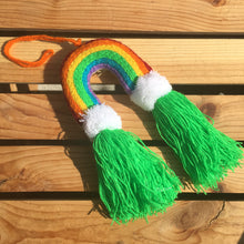 Load image into Gallery viewer, Handmade Hand Embroidered Mexican Felt Rainbow Arcoiris Pom Pom
