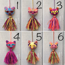 Load image into Gallery viewer, Handmade Embroidered Mexican Felt Cat Pom Pom Tassel - Cat Gift - Cat Decor
