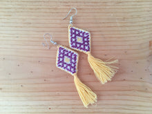 Load image into Gallery viewer, Handmade Fabric Embroidered Mexican Earrings - Chenalho Chiapas Earrings - Mexican Huipil Earrings - Aretes Mexicanos Hechos a Mano
