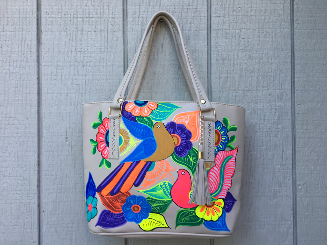 Hand Painted Mexican Tote Bag Purse Handbag