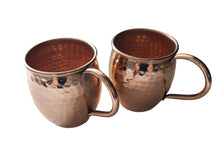 Load image into Gallery viewer, Set of 2 Handmade Hammered Mexican Copper Mugs - 12oz / 355ml - Moscow Mule
