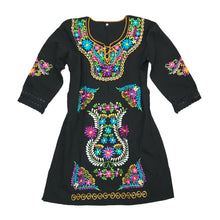 Load image into Gallery viewer, Handmade Womens Floral Embroidered Mexican Dress - Size Medium
