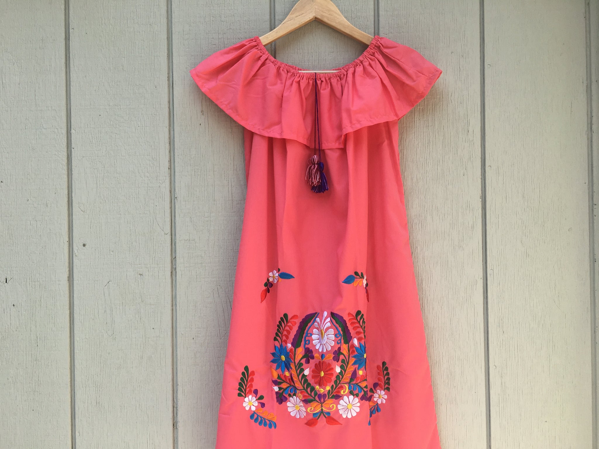 sachin and babi light blue dress Camila Red Floral Embroidered Mexican Dress- Vestido Mexicano Bordado Floral