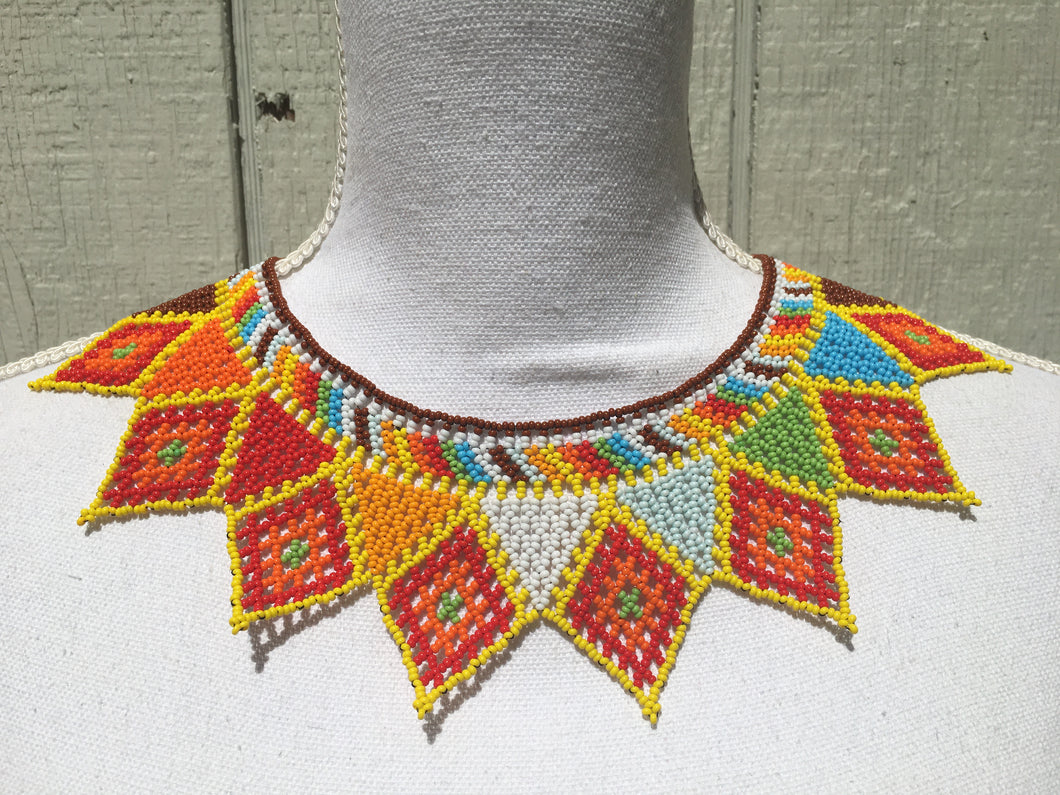 Handmade Mexican Huichol Bead Necklace - Huichol Folk Art Jewelry - Artesanias