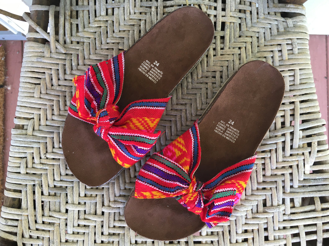Handmade Mexican Bow Slide Sandals - Zapatos Artesanos - Size Womens 7